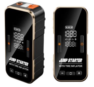 Luftpumpe und Starthilfe – 4 Düsen, USB-C, 8000mah