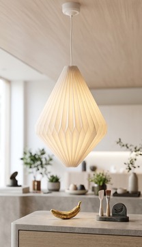 LED Solar Laterne Plissee Tropfen –  30x43cm creme-weiss
