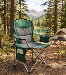 Deluxe Campingstuhl mit Getränkehalter, – Kühl-und Zeitungsfach