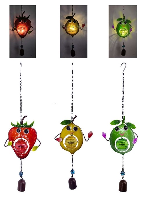 LED Solar Windspiel Früchtchen – Erdbeere, Zitrone und Apfel - Design