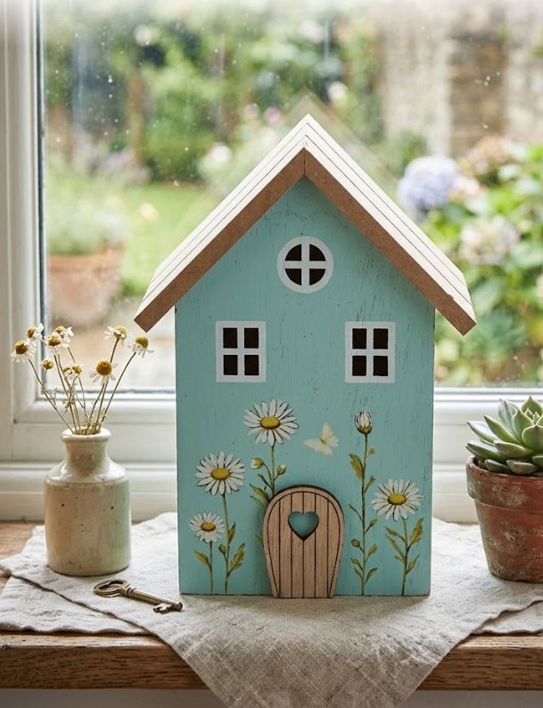 Deko Haus aus Holz – ca. 15 x 6 x 21,5 cm 