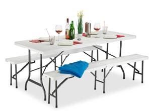 Bierzelt Garnitur HDPE faltbar – Tisch 124x61,5x74 Bänke 122x28x42